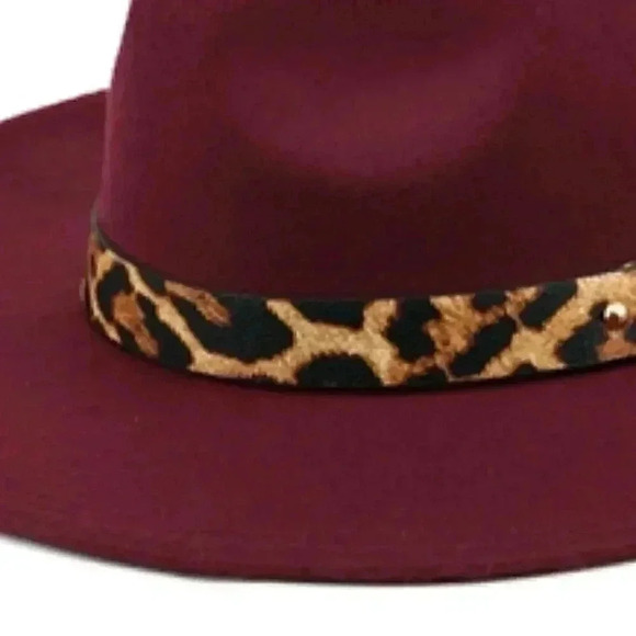 BRIM FASHION HAT W/ lEOPARD STRAP ACCENT - Picture 3 of 3